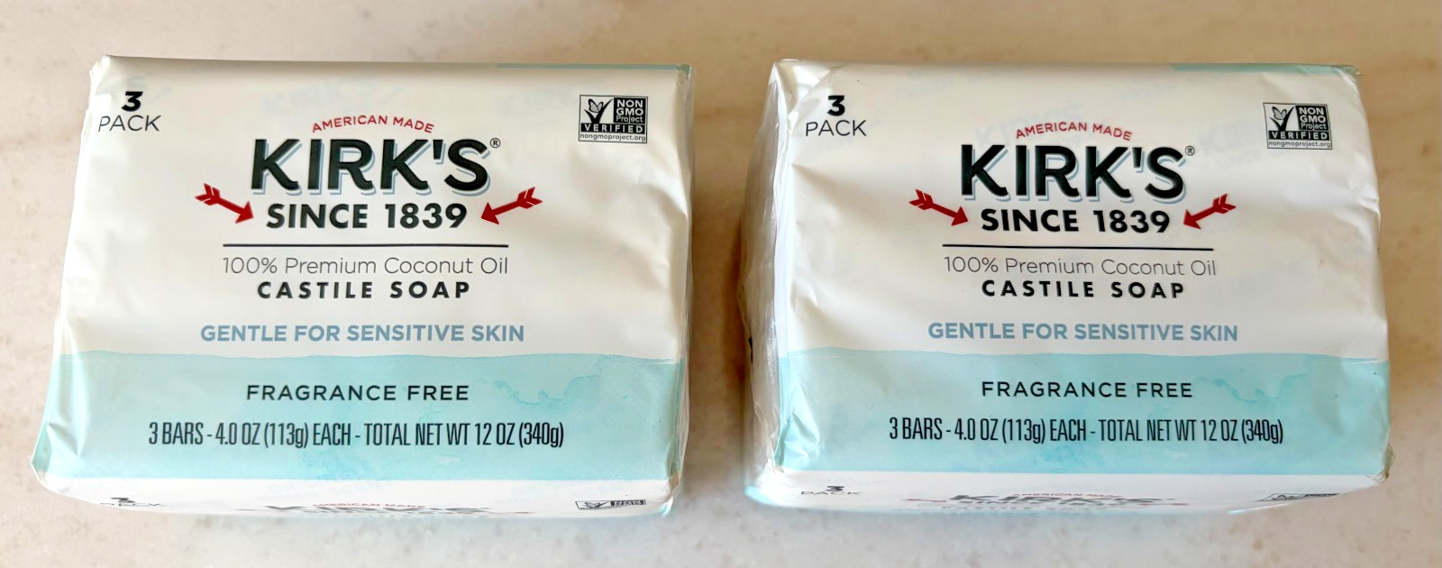 6 – 4 oz Bars Kirk’s Castile Coco Oil Soap Natural Fragrance Free Exp: 7/2030