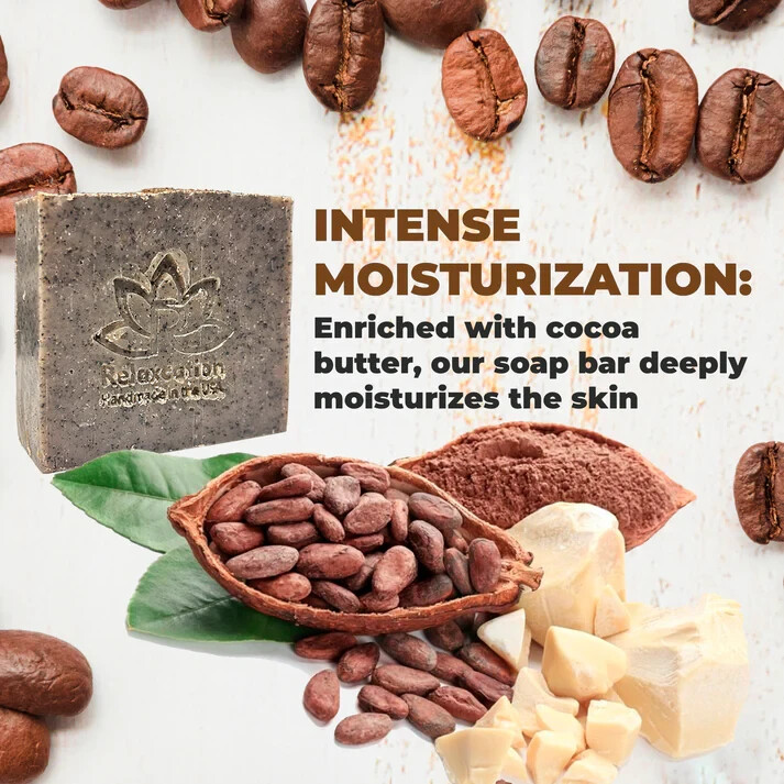 1 Vegan Cold Process Coffee Scrub Natural Soap Bar – Exfoliating, Square