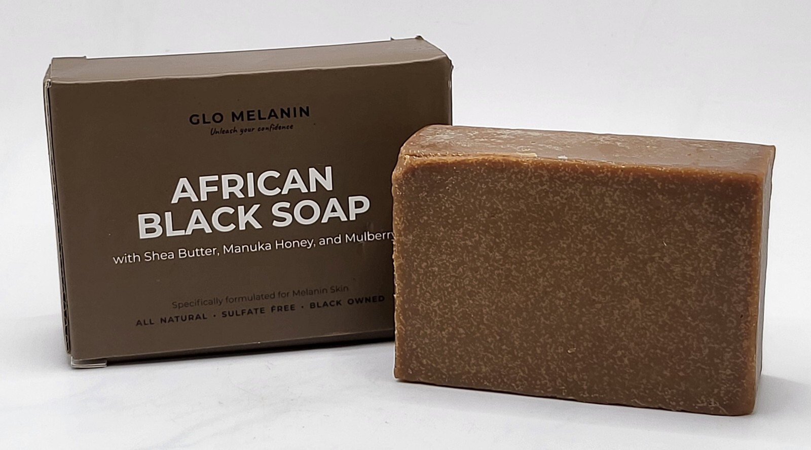 GLO MELANIN African Black Soap Bar – Infused w/ Natural Skin Moisturizers