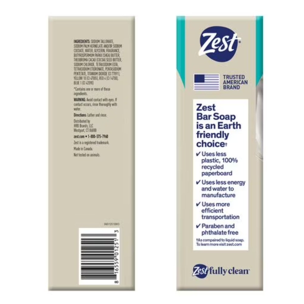 Zest Cocoa Butter & Shea Bar Soap, for All Skin Types, 4 oz, 8 Bars