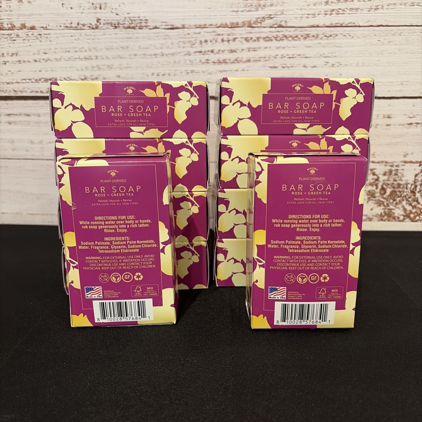 LOT 10 x Large Bolero Plant Derived ROSE + GREEN TEA Bar Soap Bath 6.25oz Revive
