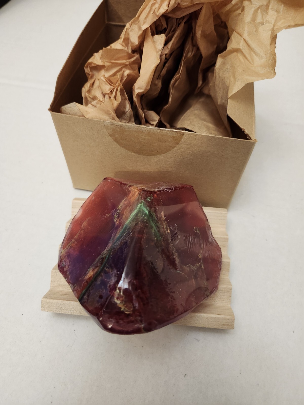 T S Pink Soap Rocks GARNET CRANBERRY 6oz. Large Gemstone Birthstone & Saver Tray
