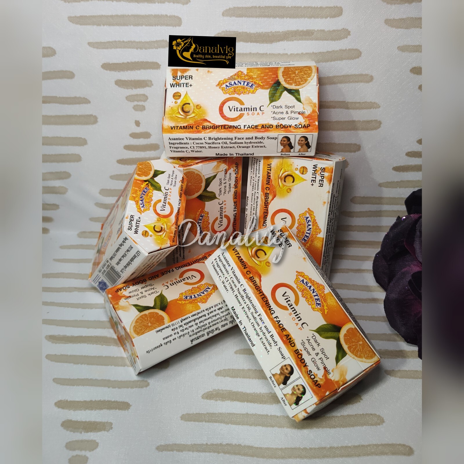 6 Bars x 125g Soap Vitamin C Asantee Face And body Brightening Soap Anti Acne