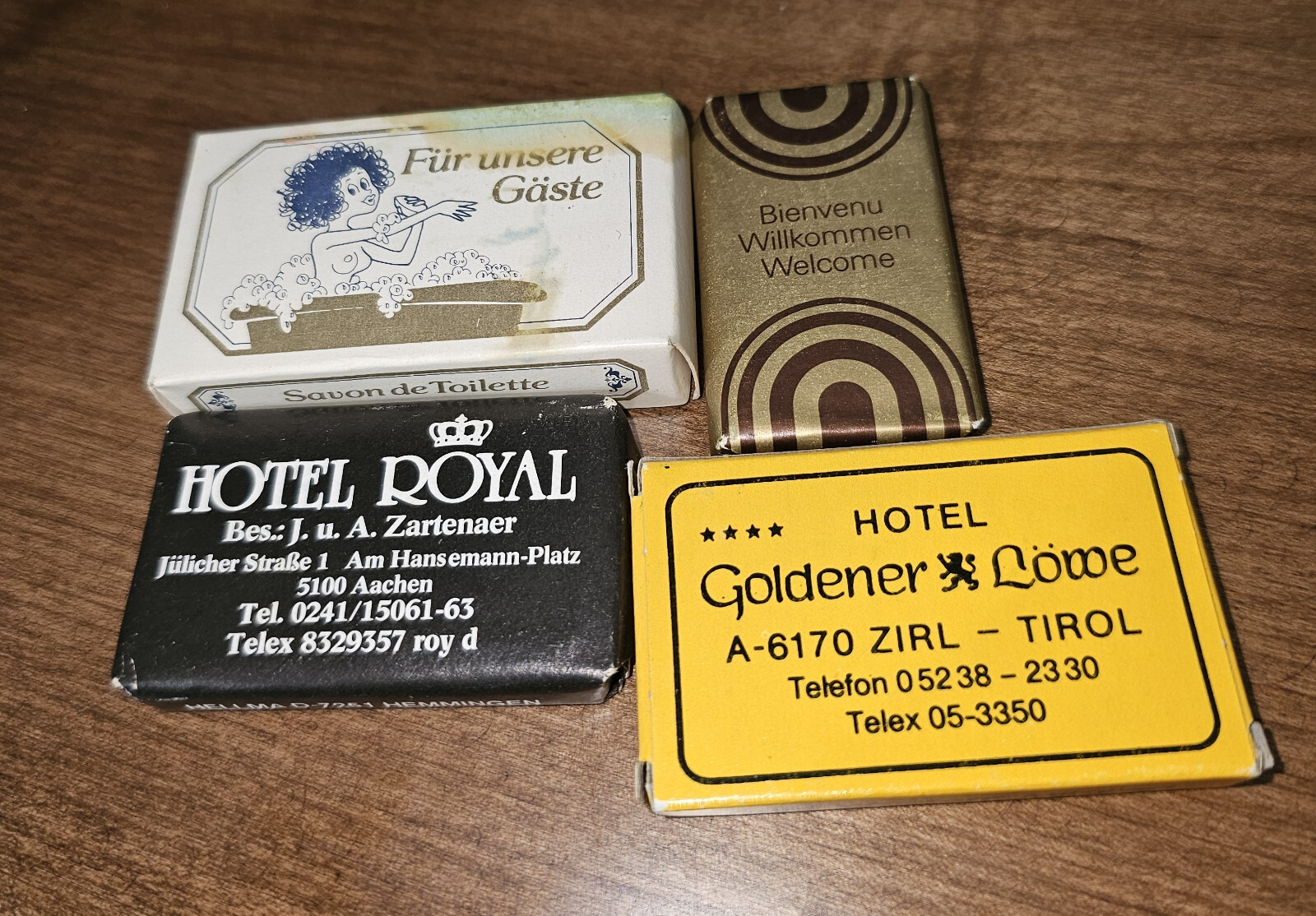 European Soaps – 4 differnt from various Hotels circa 1980s-90s