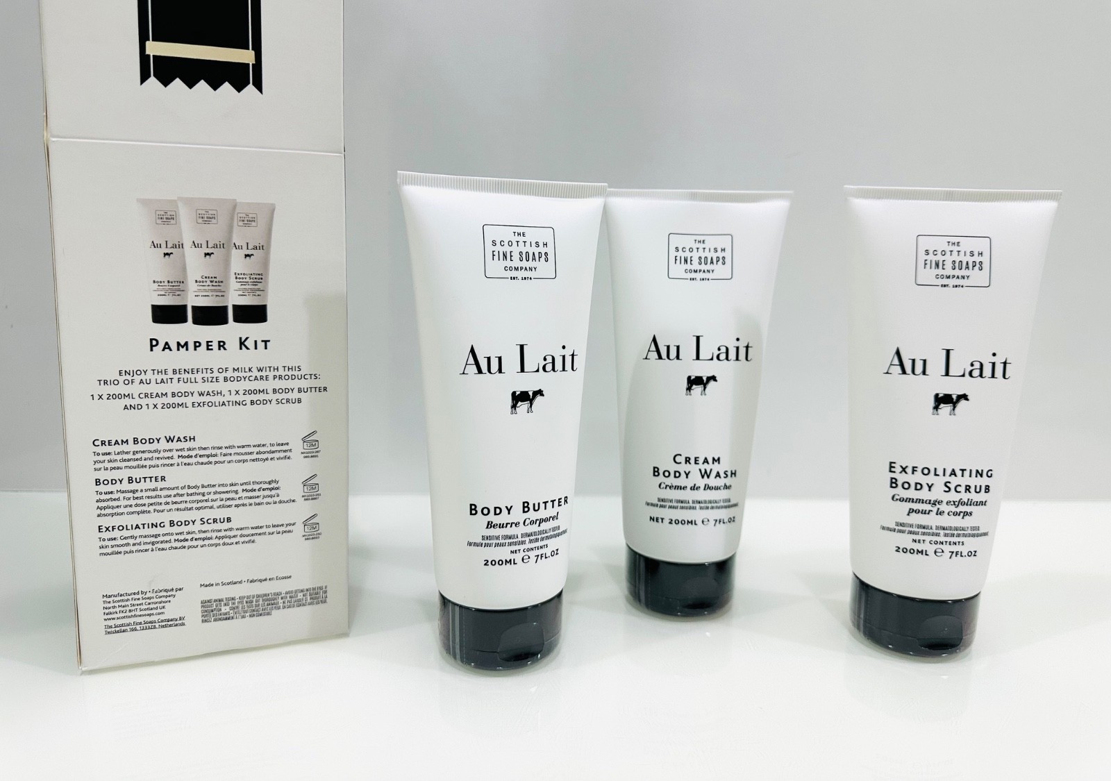 The Scottish Fine Soaps Company Au Lait Pamper Kit Gift Set 3 x 200ml Body Care