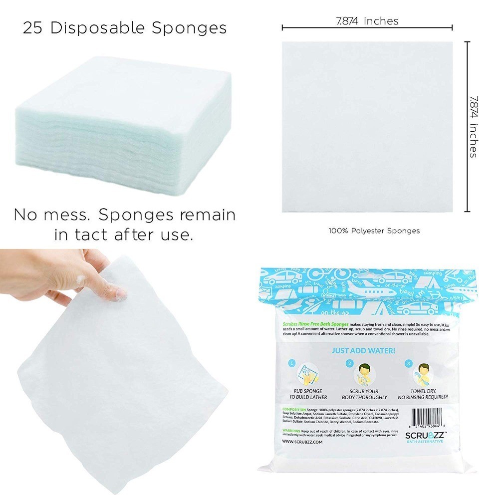 Disposable No Rinse Bathing Wipes All-in-1 Single Use Shower Wipes Simply Dampen