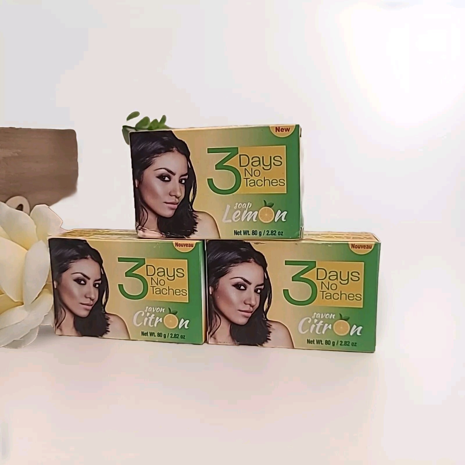 (Pack of 3) 3 Days No Taches Lemon Soap 80g each 2.82.oz