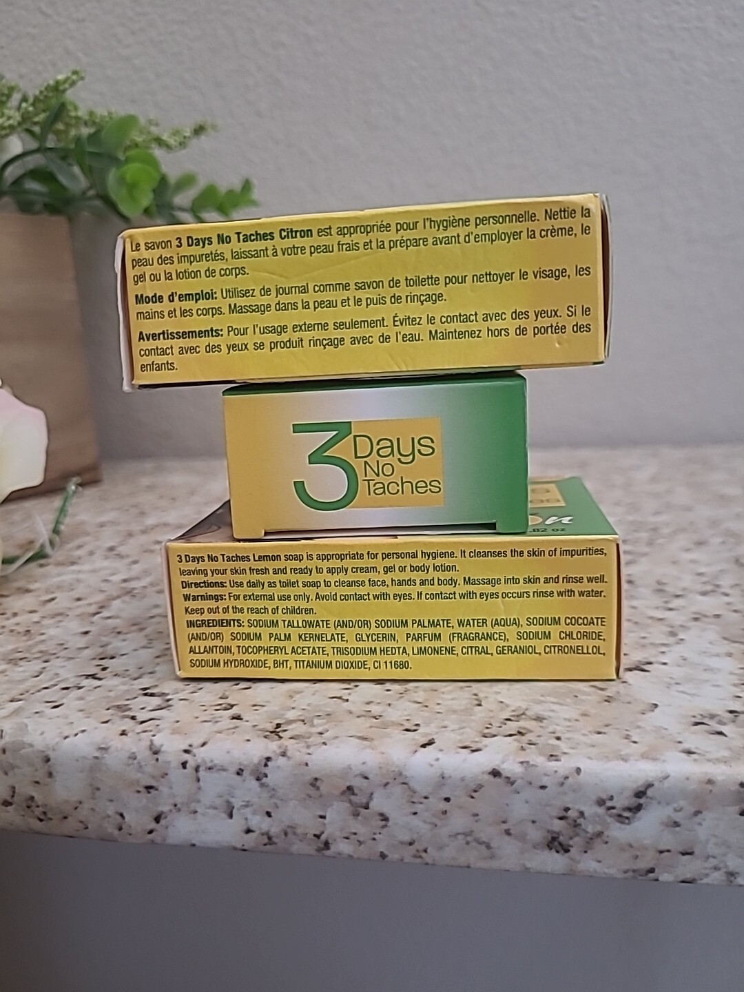 (Pack of 3) 3 Days No Taches Lemon Soap 80g each 2.82.oz