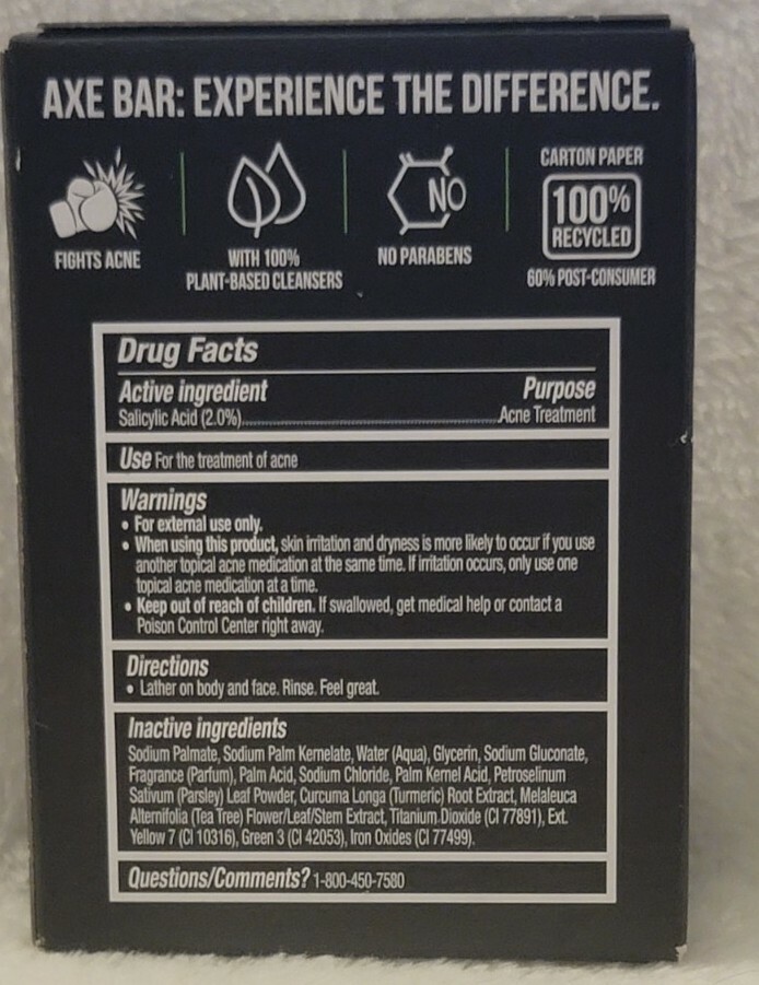 Axe Acne Control Max Strength Body, Hand and Face Soap Bar, 2 bars