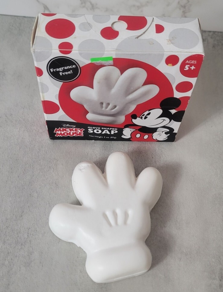 Disney Mickey Mouse SOAP Glove Shaped Fragrance Free White Collect Bar NEW