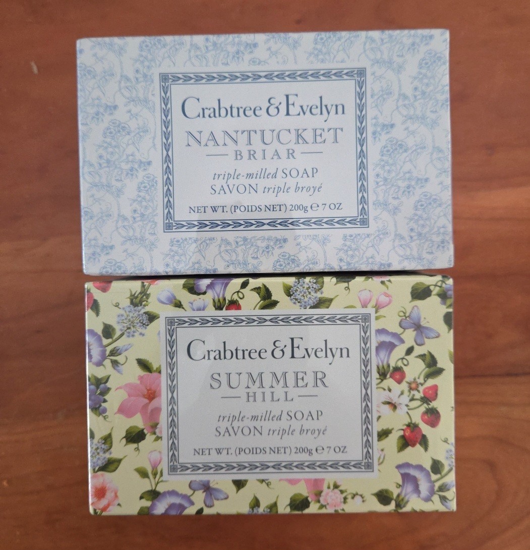 2pc Crabtree & Evelyn Summer Hill & Nantucket Briar TRIPLE MILLED Bar Soaps New