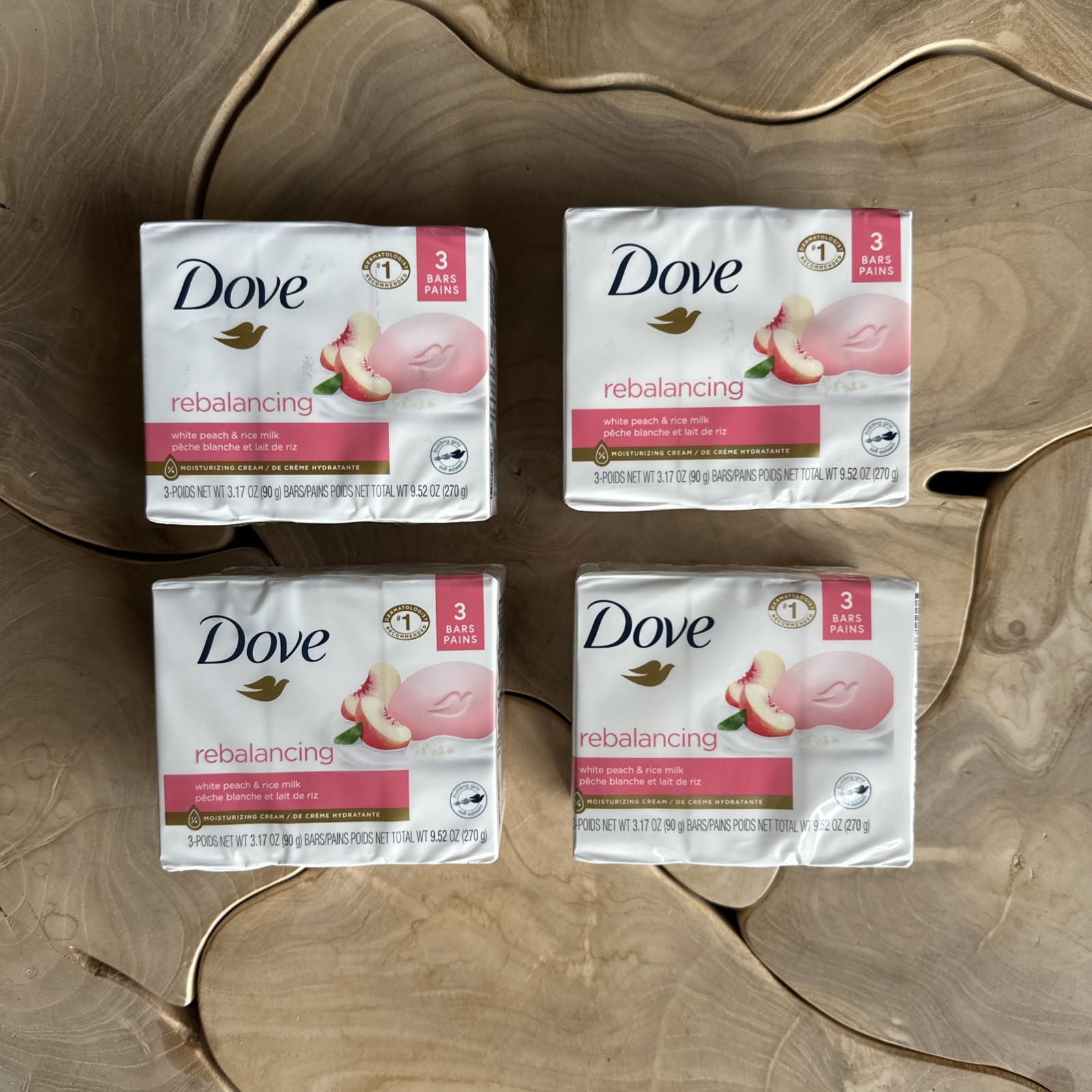 Dove Rebalancing White Peach & Rice Milk Moisturizing Cream Bar Soap – 12 Bars