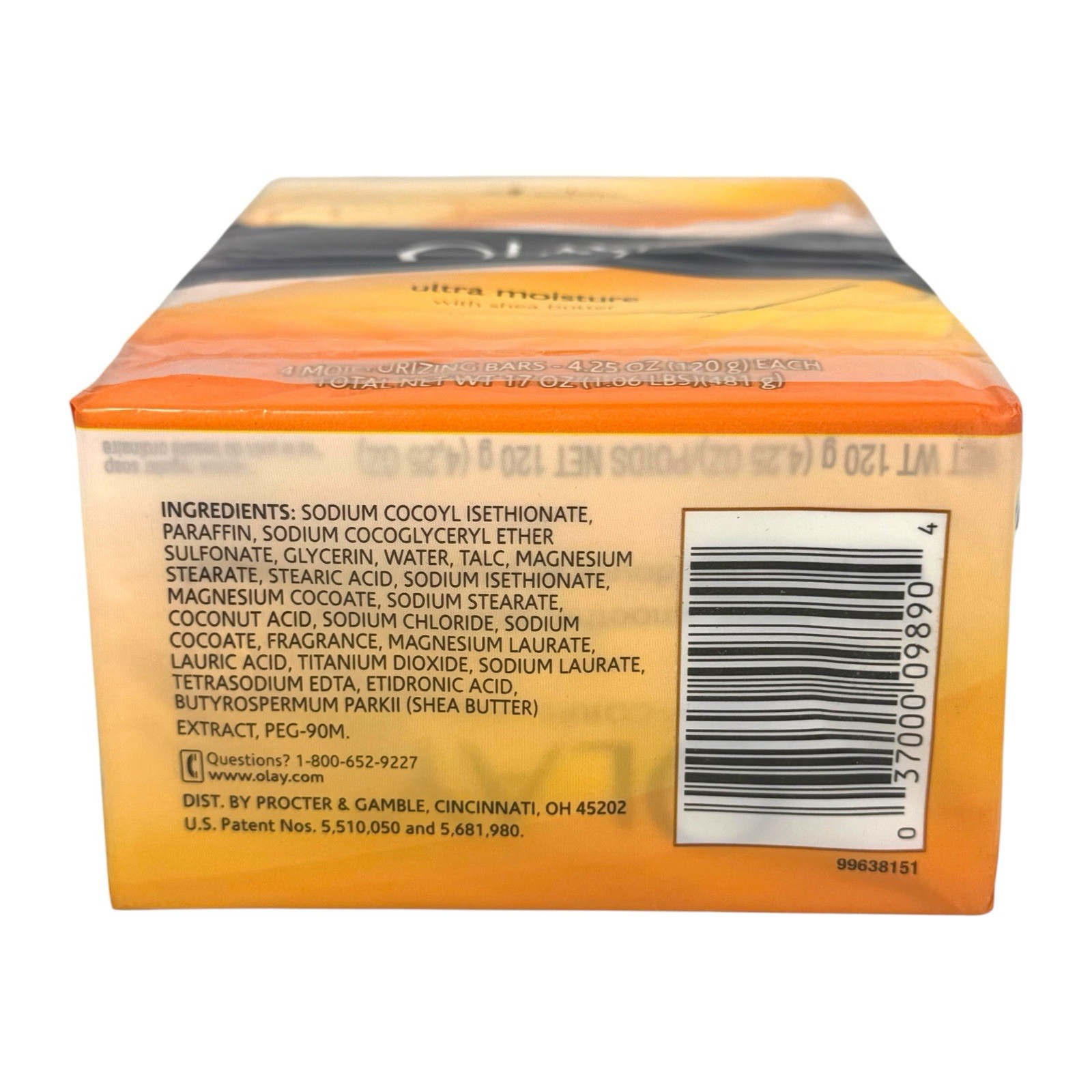 Olay Ultra Moisture w/ Shea Butter 4 Large White Soap Bars 4.25 Oz Each