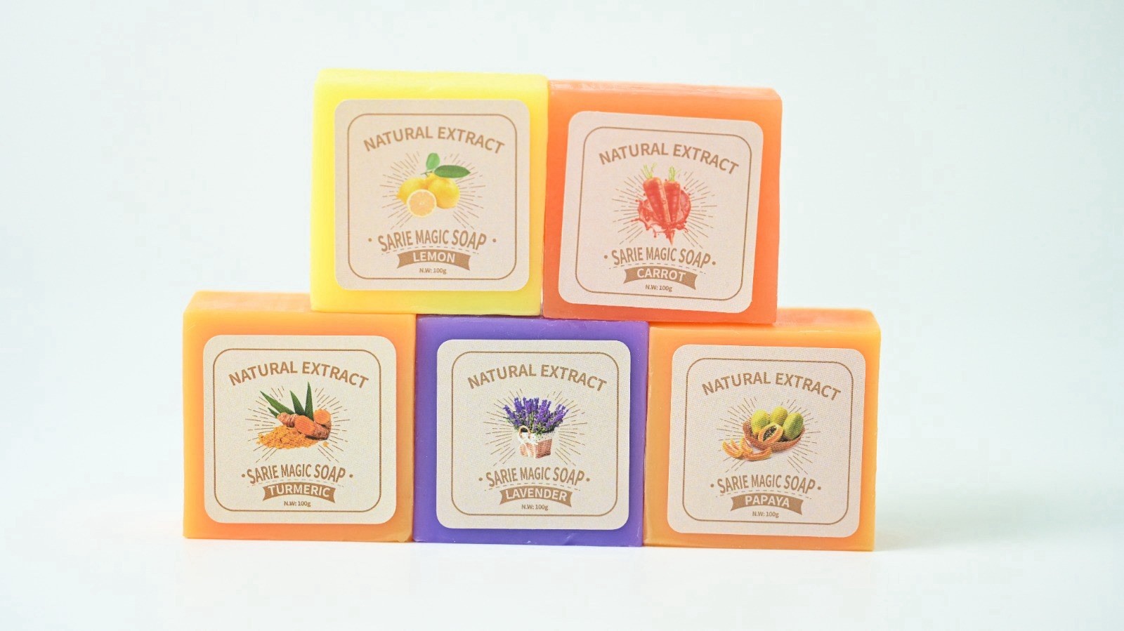 3pcs Turmeric face soap Natural Extract Assorted Bar Soap Turmeric