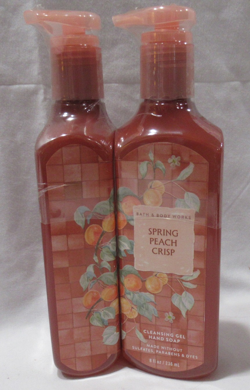 Bath & Body Works Cleansing Gel Hand Soap Lot Set of 2 SPRING PEACH CRISP