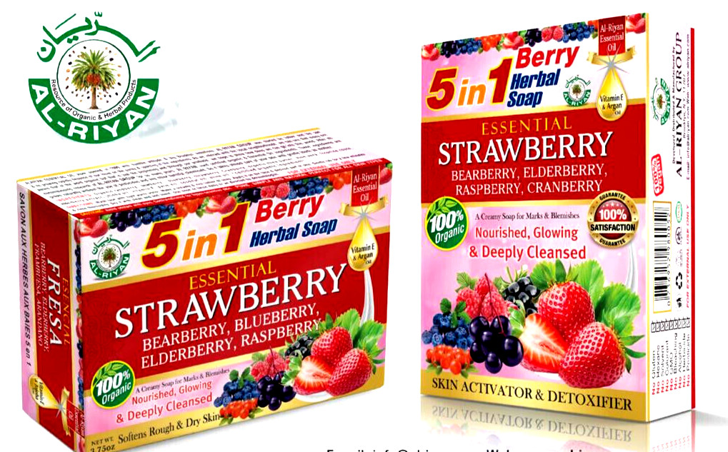 ORGANIC SOAP-Al Riyan Strawberry Raspberry Soap 100% Natural Vegan Brighten Skin