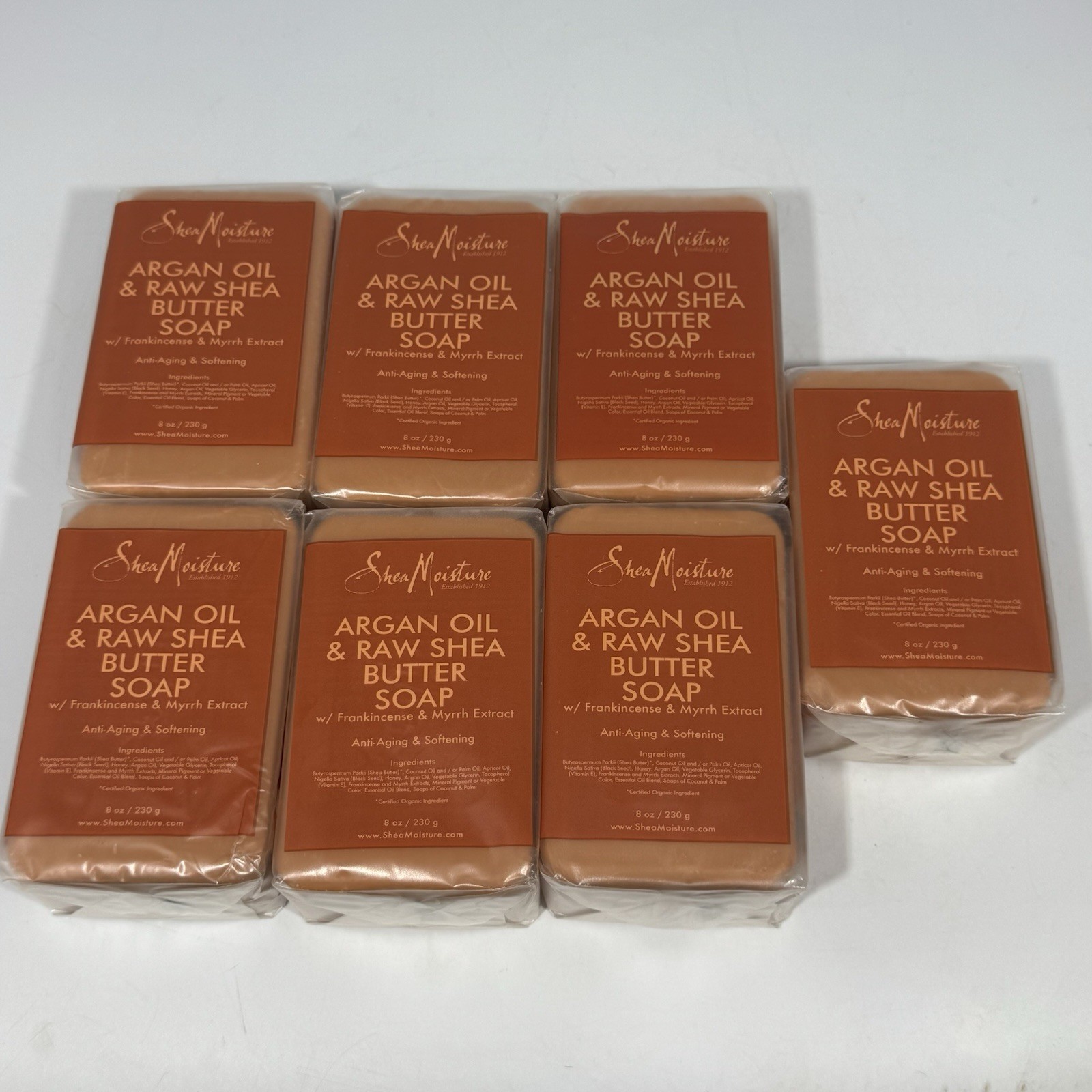 7 Bars Shea Moisture Argan Oil & Raw Shea Butter Soap Bar 8 Oz Anti Aging