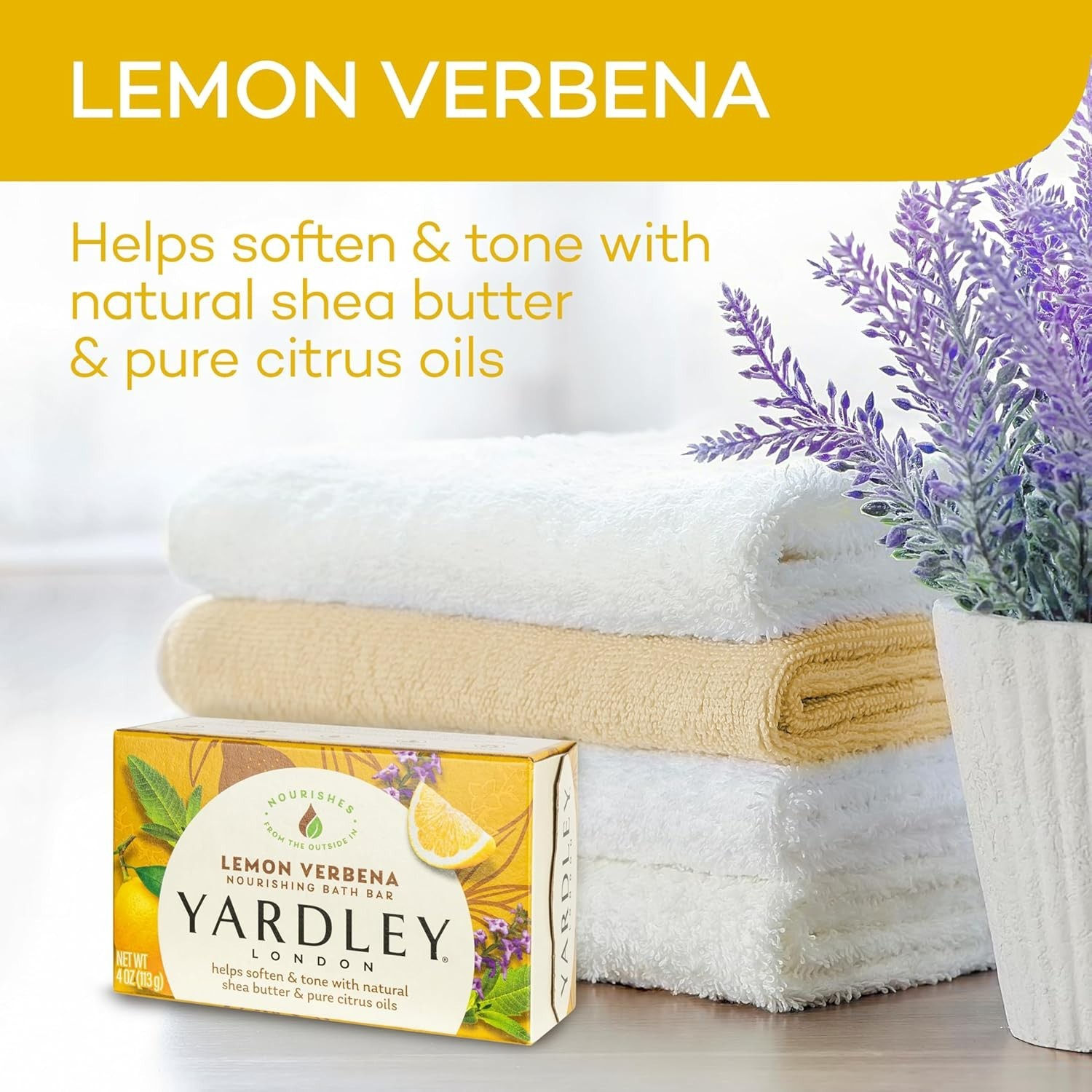 London Lemon Verbena 4.25 oz Moisturizing Bath Bar with Shea Butter & Oils