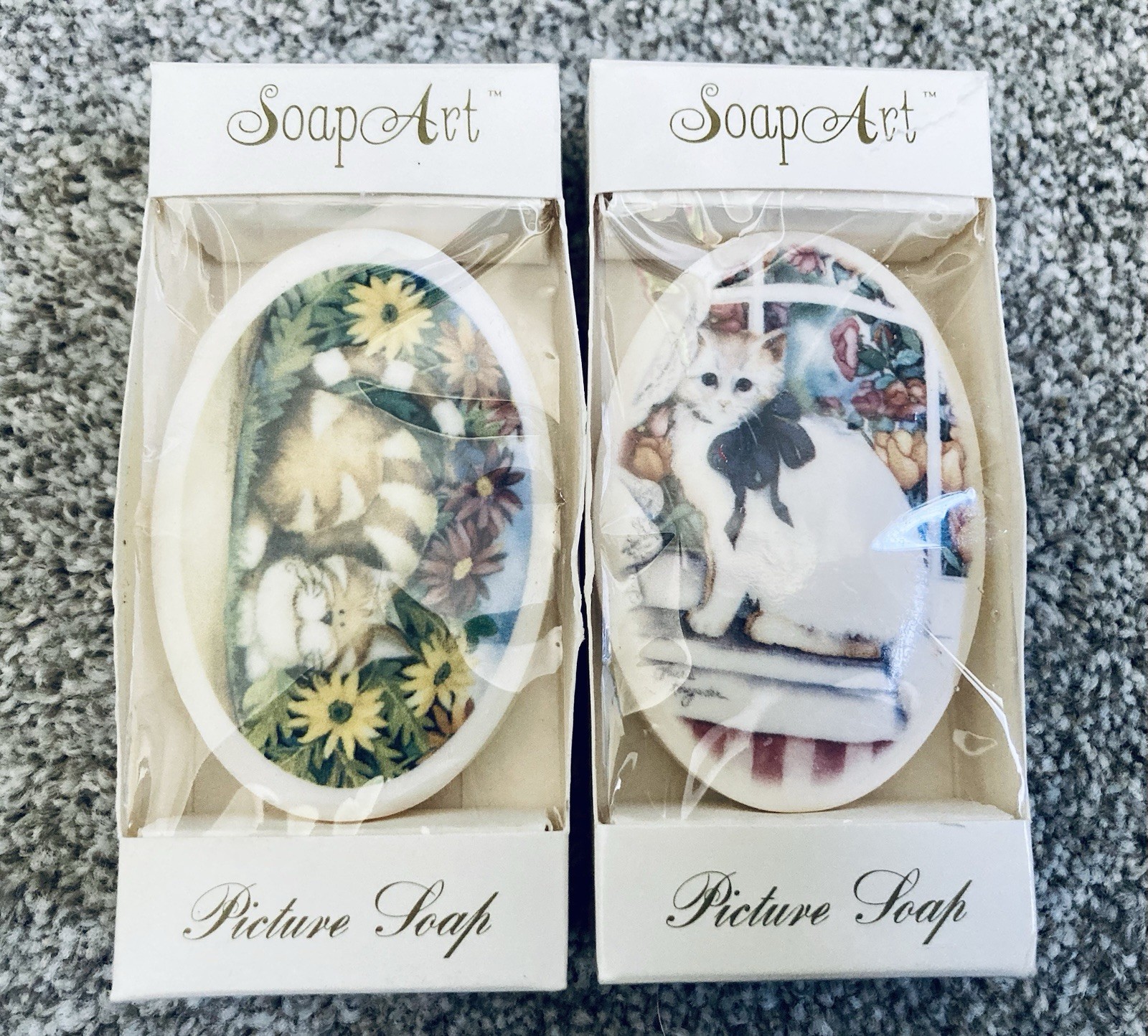 Vintage Soap Art Picture Soap Cat Designed Lot Of 5 NEW IN BOX