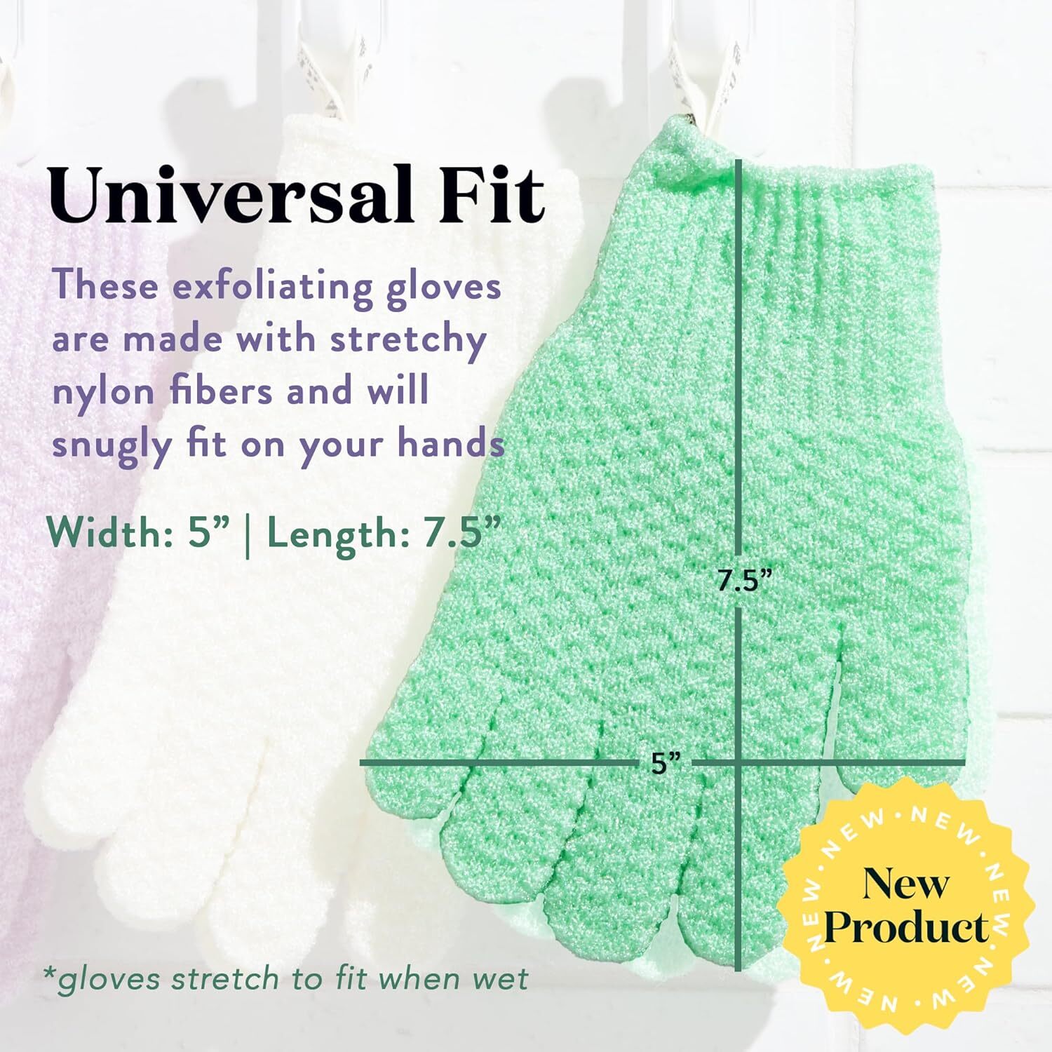 Bare Botanics 4 Pack White Exfoliating Gloves for Shower | 100% Nylon Fibers…