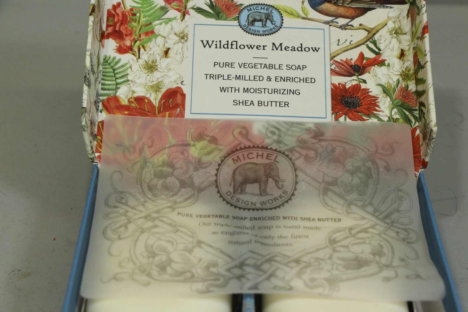 Michel Design Works Wildflower Meadow Shea Butter Soap Boxes Set Of 2 Bars New