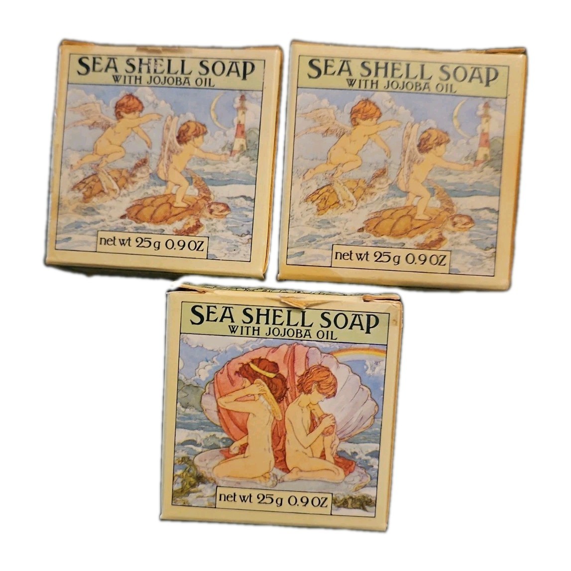 Vintage 1980 Crabtree & Evelyn Sea Shell Shape Soap 3 Pieces 0.9 oz Each