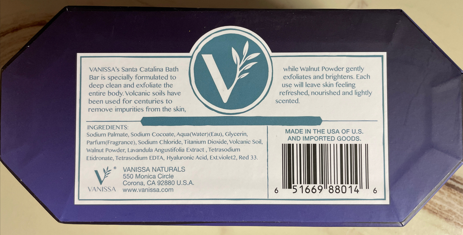 Vanissa Purely California Santa Catalina￼ Soap Volcanic Soil Detox Bath Bar 10.5