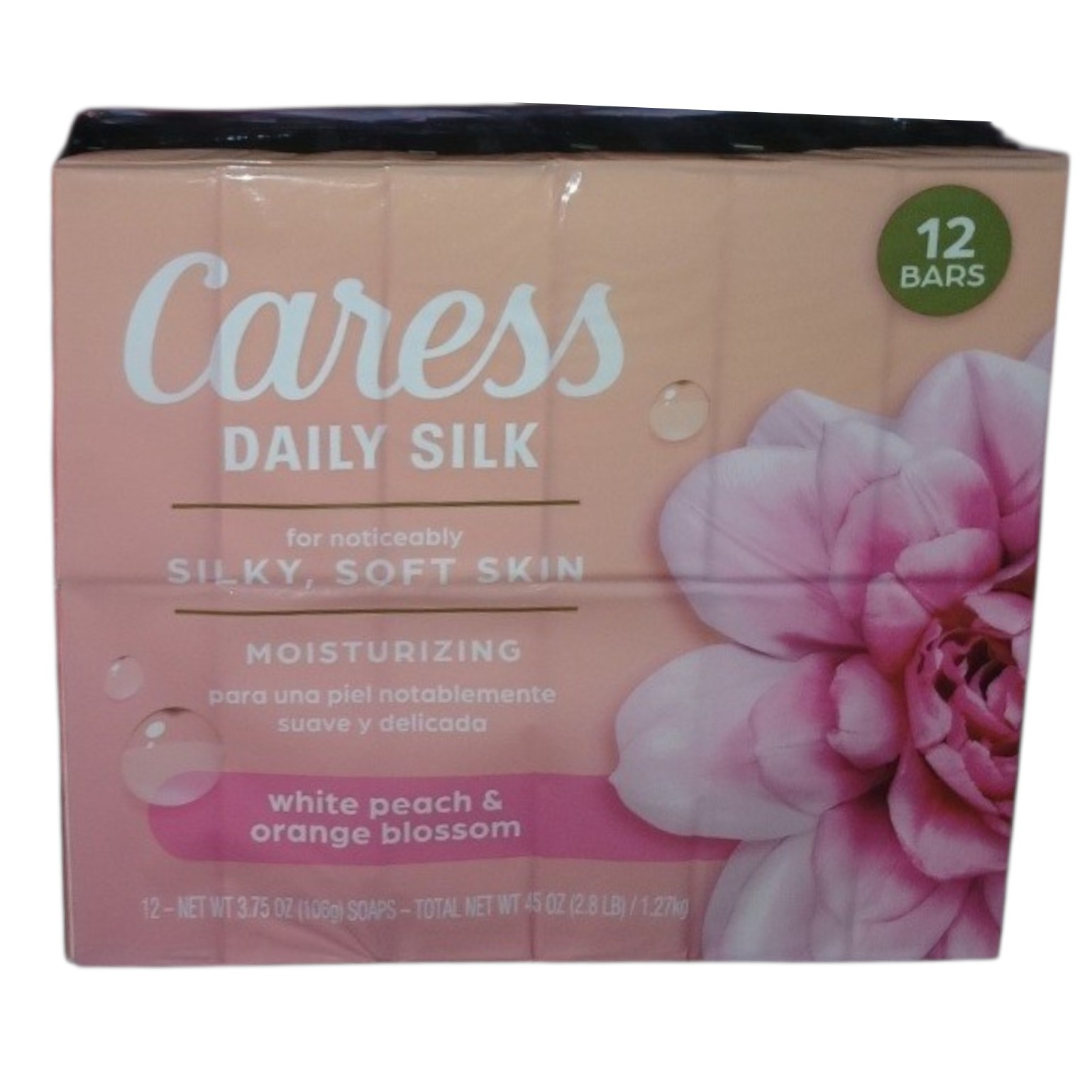 12 Pcs CARESS DAILY SILK BAR SOAP WHITE PEACH & ORANGE BLOSSOMS 3.75oz BARS