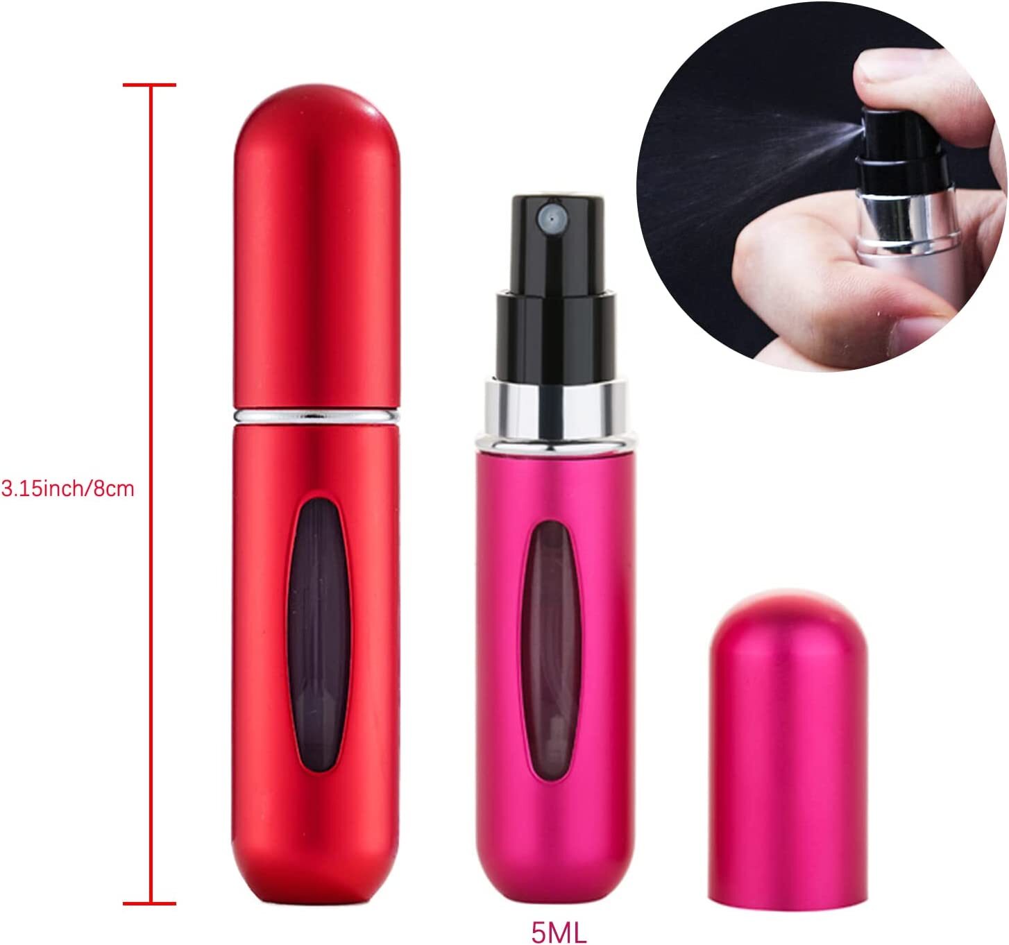 8 Pcs Pack of 5ml Portable Mini Refillable Perfume Spray Atomizer Bottle Scent