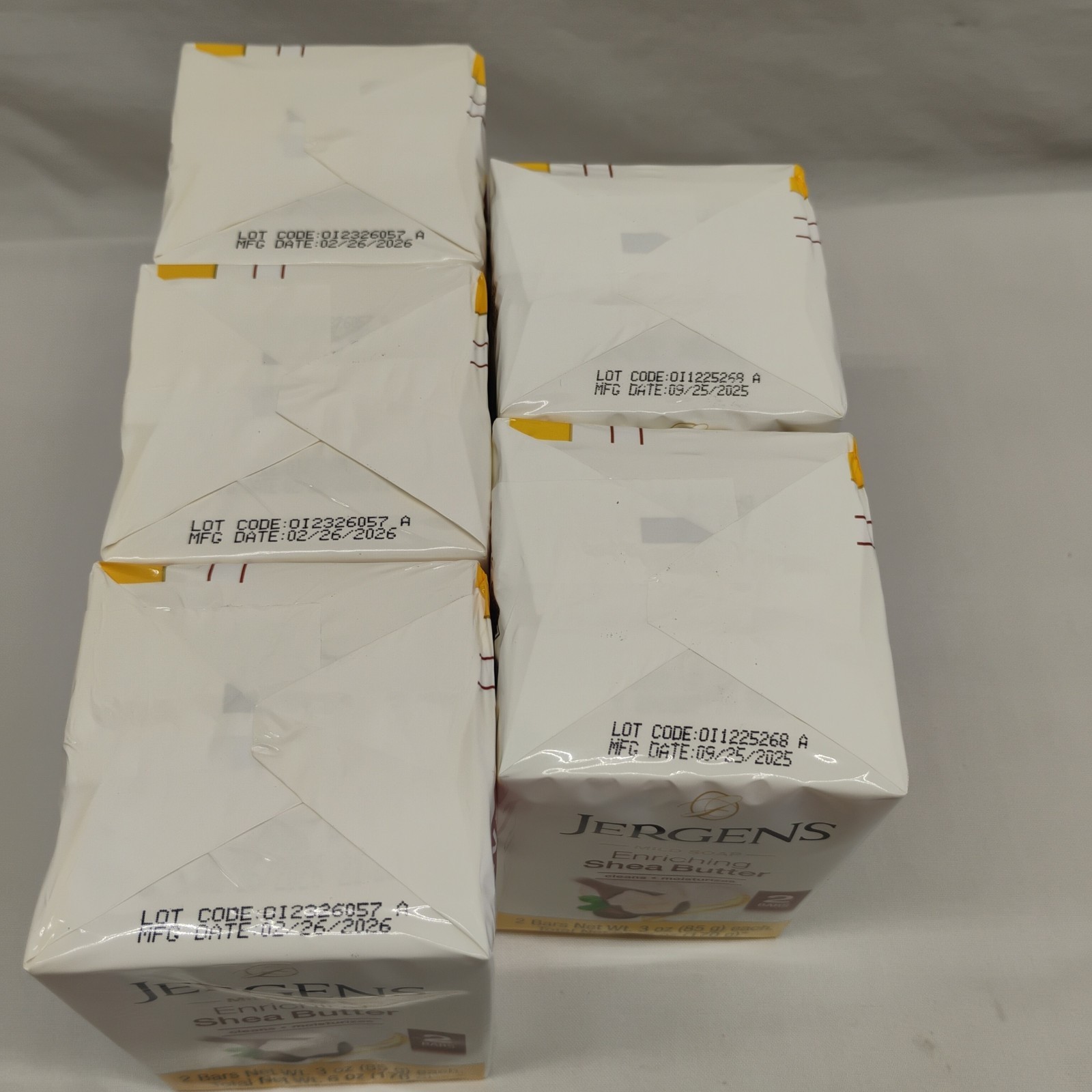 5 Pack Jergens Enriching Shea Butter MILD Bar Soap 3oz Each 10 Bars Total