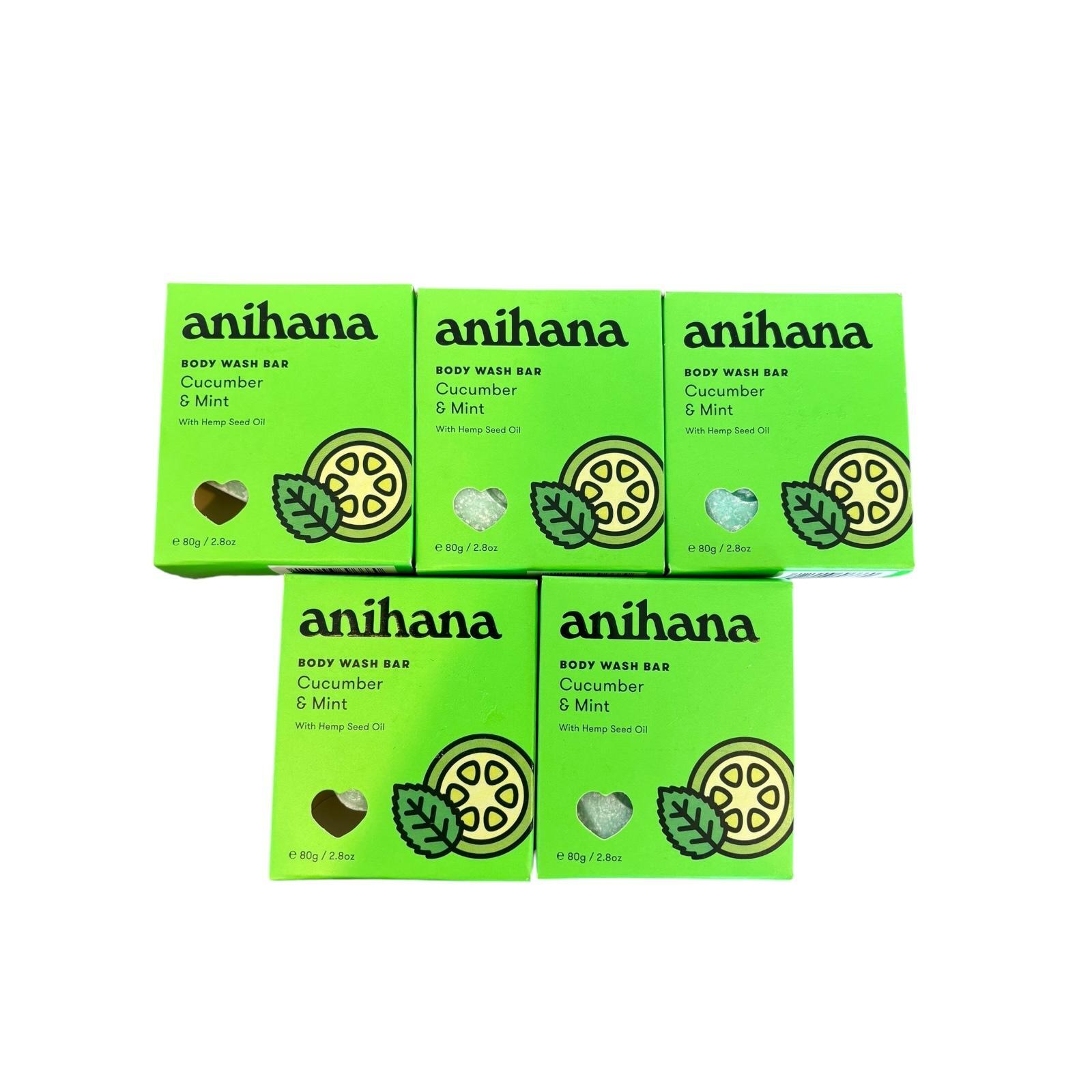 Lot of 5 ANIHANA Body Wash Bars Cucumber & Mint with Hemp seed oil
