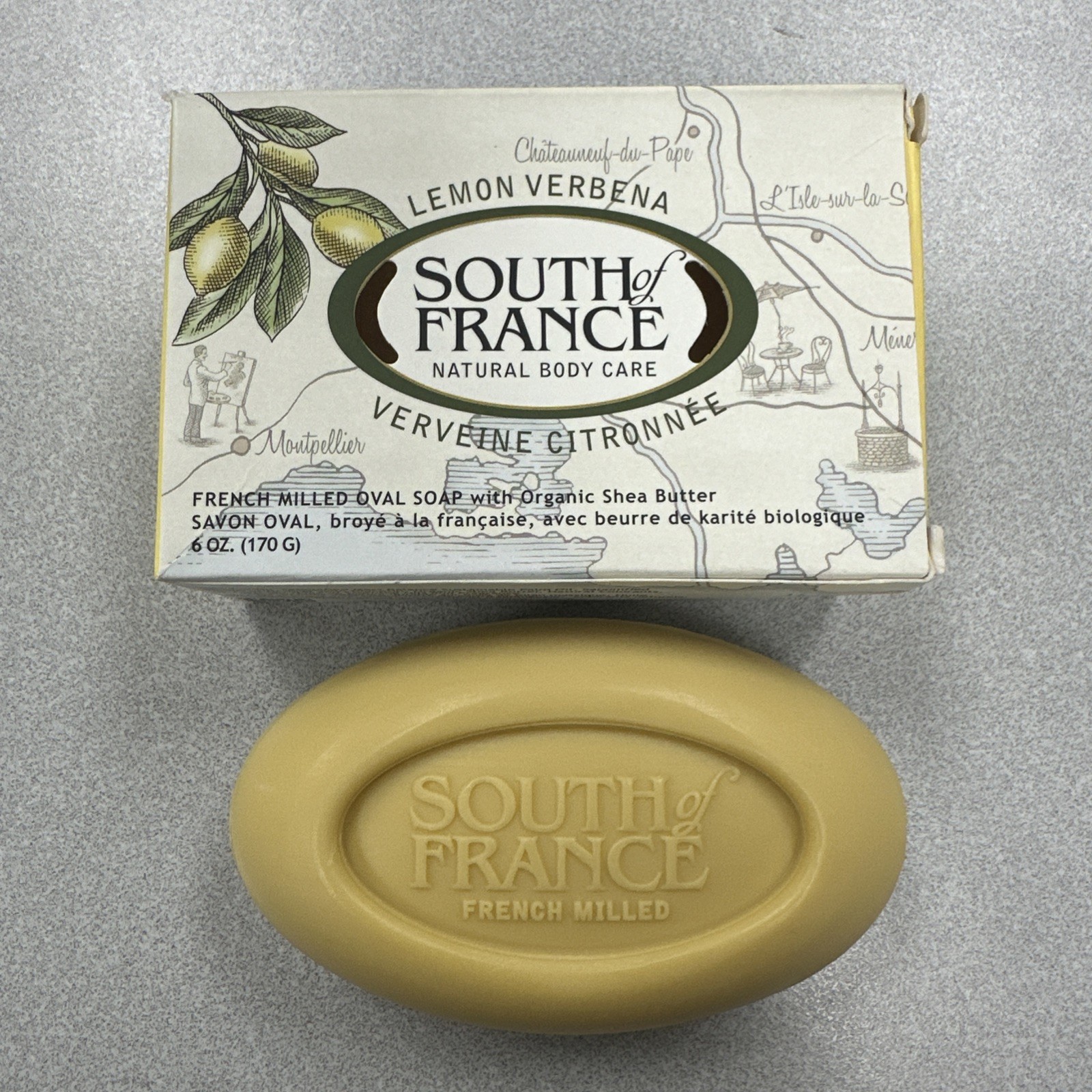South of France French Triple Milled Oval Bar Soap Lemon Verbena 6 oz Natural