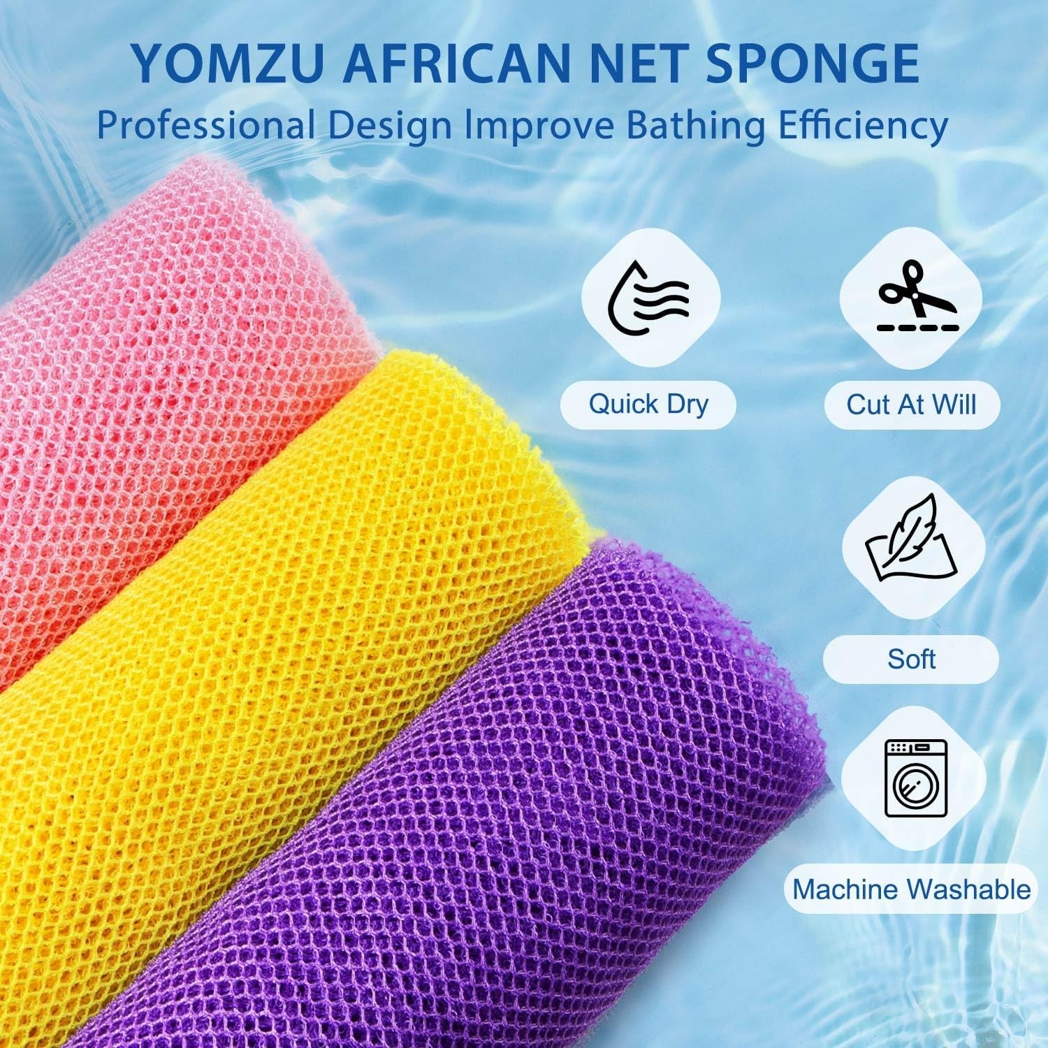 African Net Sponge Exfoliating Bath Pink, Yellow, Purple, Coffee, Blue, Black