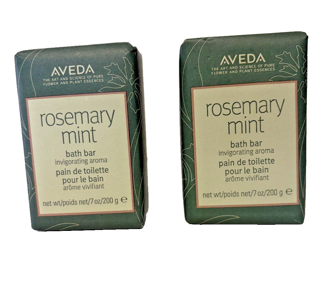 2 x AVEDA Rosemary Mint Bath Bar 7 oz Invigorating Aroma Soap New