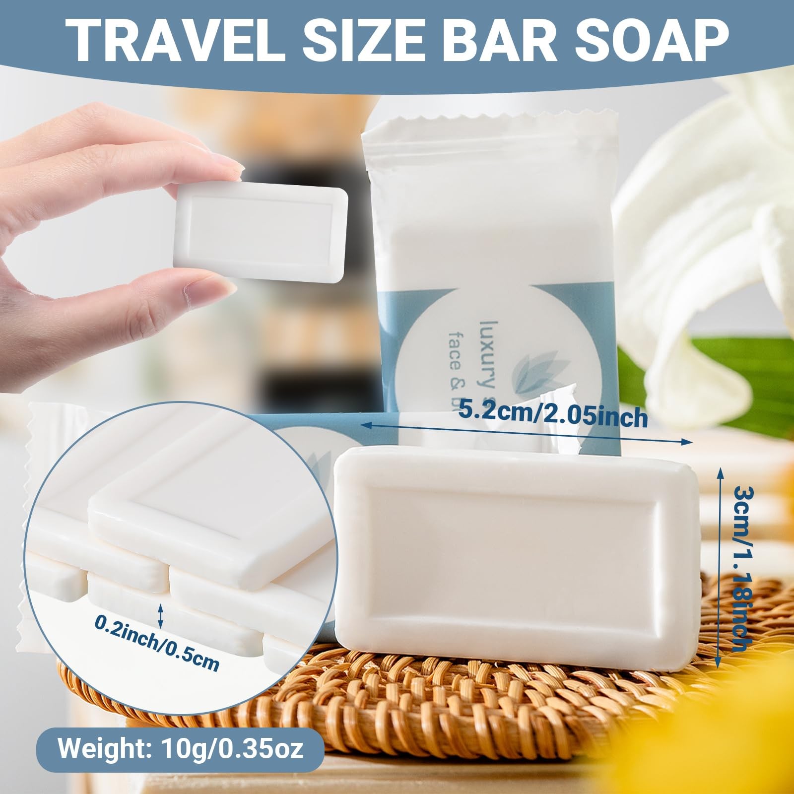 Kacctyen 100 Pcs 0.35oz Mini Bar Soap 1 Count (Pack of 100), Simple Style