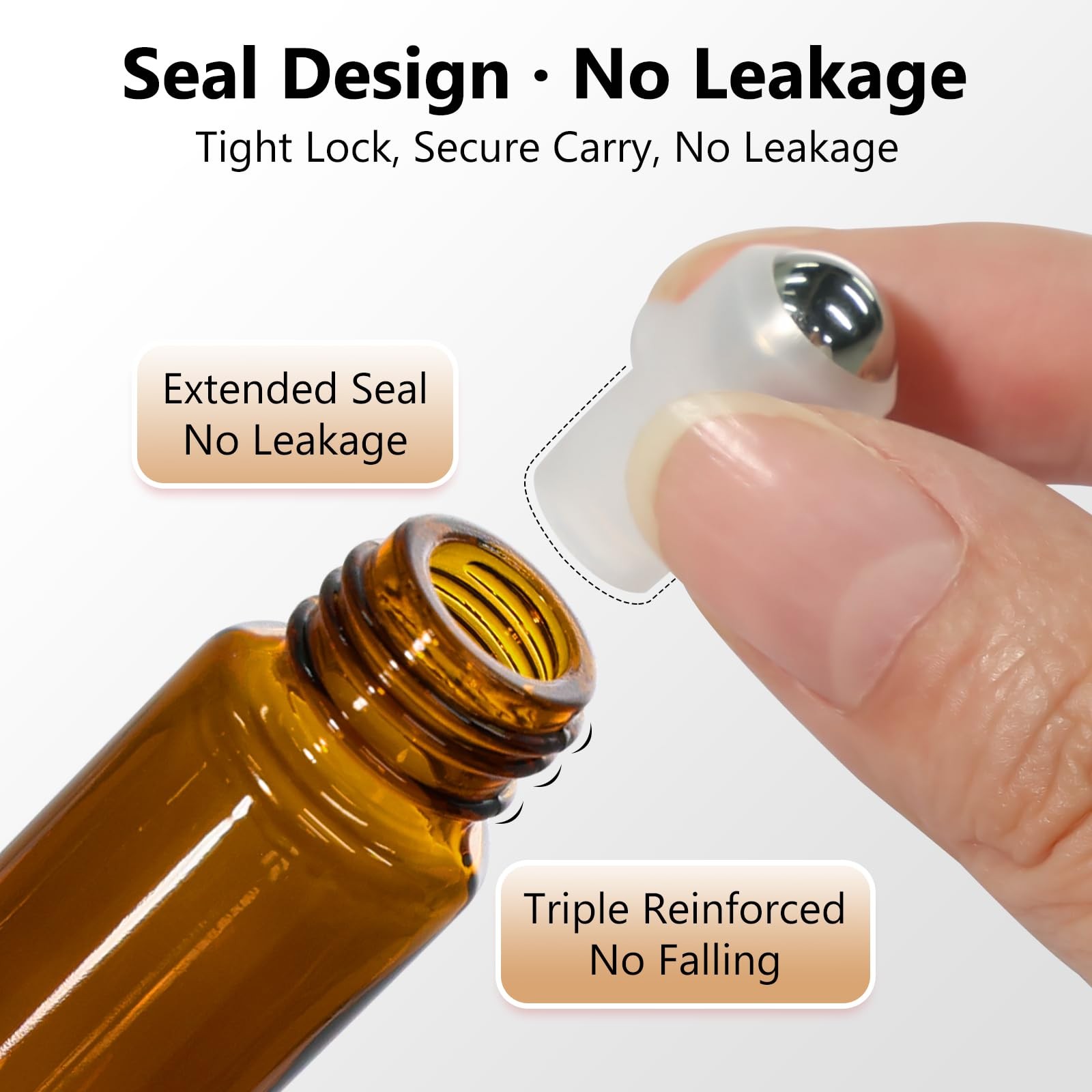 KEYWING 10ml Amber Glass Roller Bottles for Essential Oils – 24 Pack