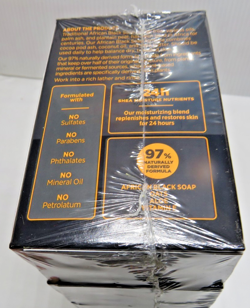 6 pk Shea Moisture Bar Soap African Black Soap 8 oz Ea Plant Based ALOE Palm Ash