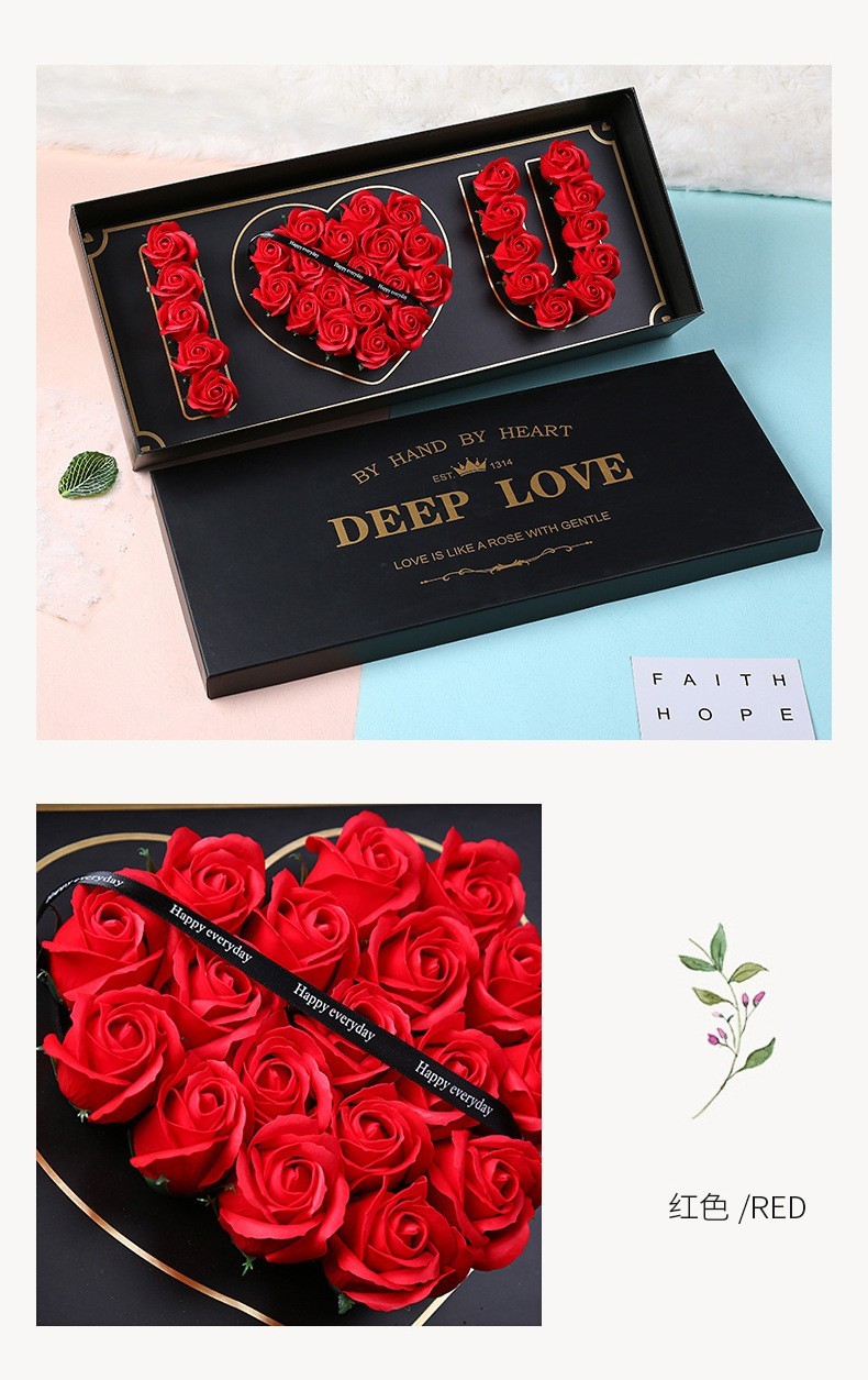Soap Rose Extract Love Flower Gift Box for Soft Hydrated Moisturized Skin 32 pc