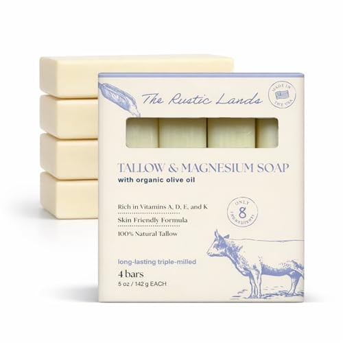 The Rustic Lands Beef Tallow Soap Bars – 4 Pack