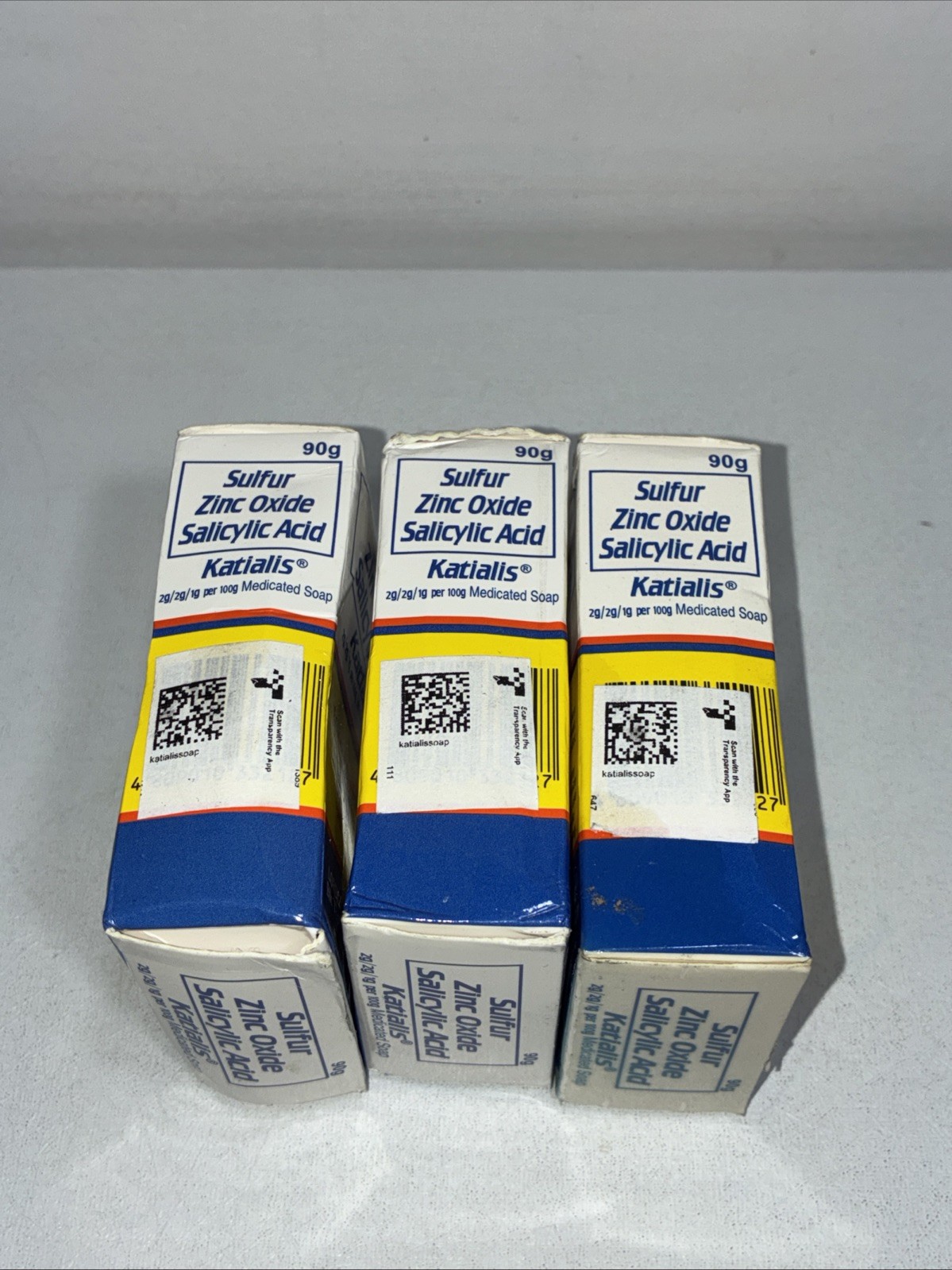 3 Sealed Katialis Bar Soap Sulfur Oxide Antifungal Damaged Boxes