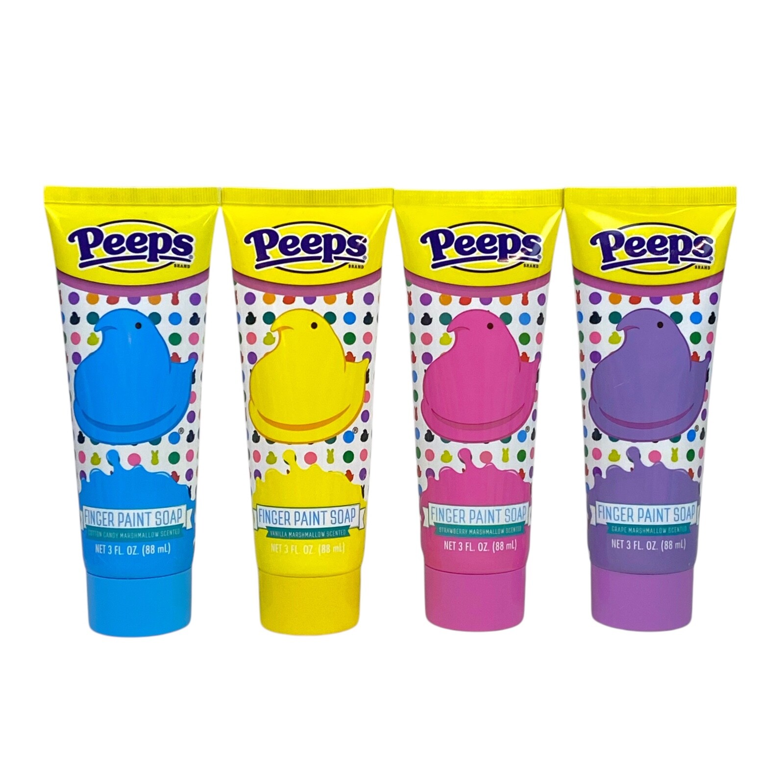 Peeps Bath Finger Paint Soap Blue Yellow Pink Purple 3 oz 4-Pack