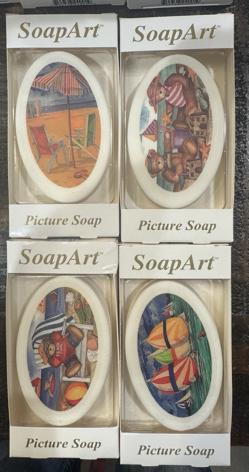 Vintage 4 Piece Soap Art Picture Soaps Beach House Decor Salt Life 3 oz – NEW!
