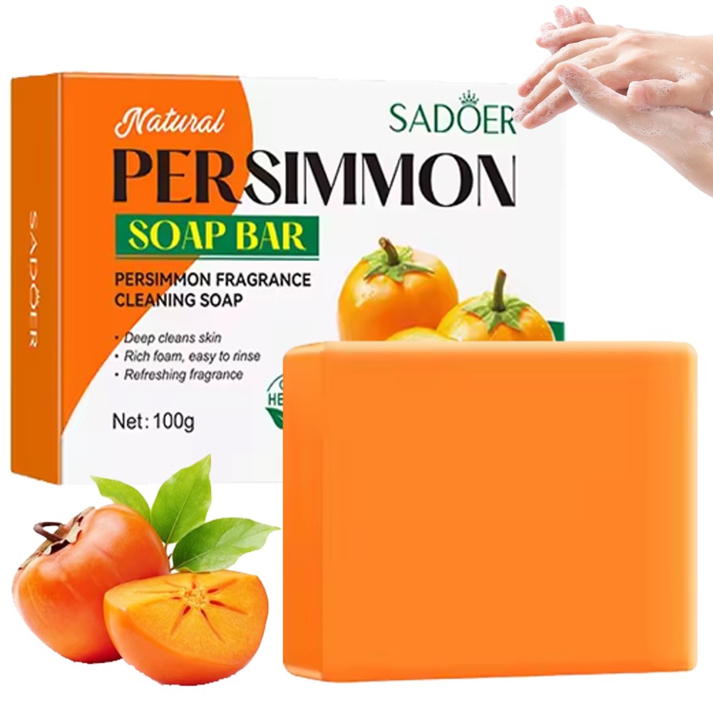 2PCS Natural Persimmon Soap Bar Body Odor Control Deodorant Soap for Men & Women