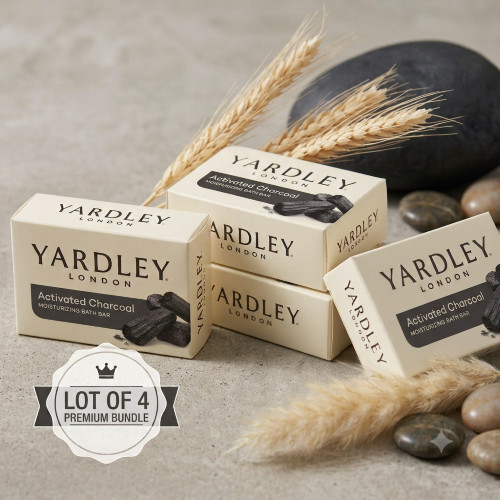 Yardley London Activated Charcoal Soap Bars Bentonite Clay Deep Cleanse 4 PACK