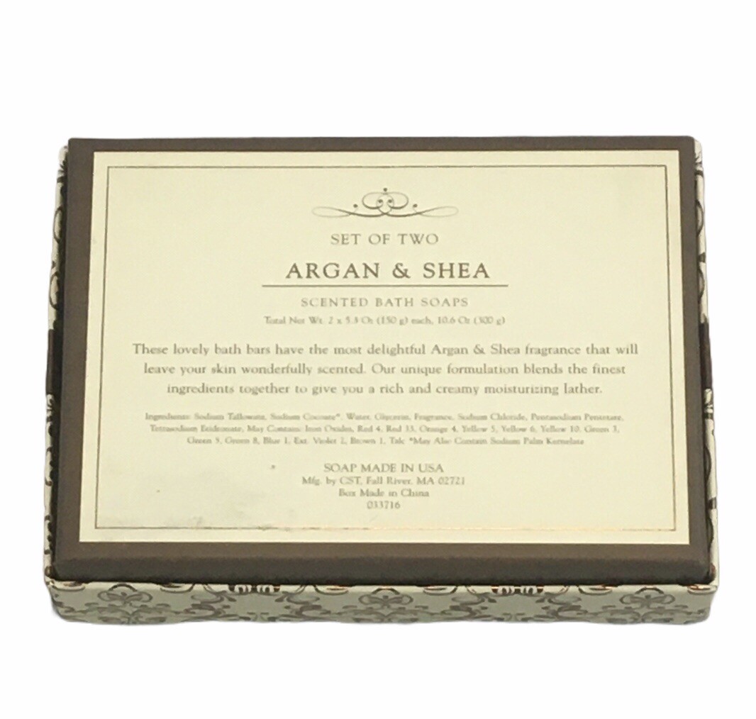 Set of 2 Argan & Shea Scented Bath Soaps 10.6 oz New In Box