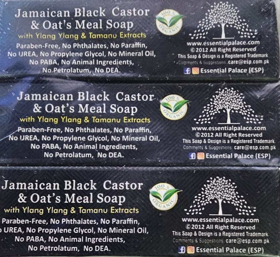 JAMAICAN BLACK CASTOR SOAP & Oat’s Meal Soap/Ylang Ylang & Tamanu Extracts 3 Ct