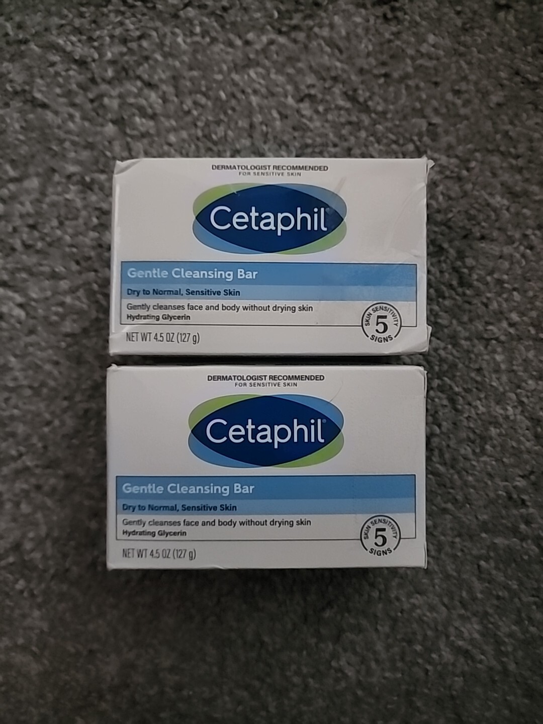2x Cetaphil Gentle Cleansing Bar Body Face Dry Sensitive Skin 4.5 Oz
