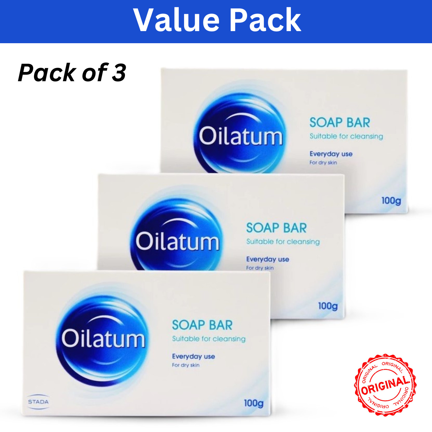 Oilatum Soap Bar For Dry Skin 100g Gently Cleanses & Moisturizes Pack of 3
