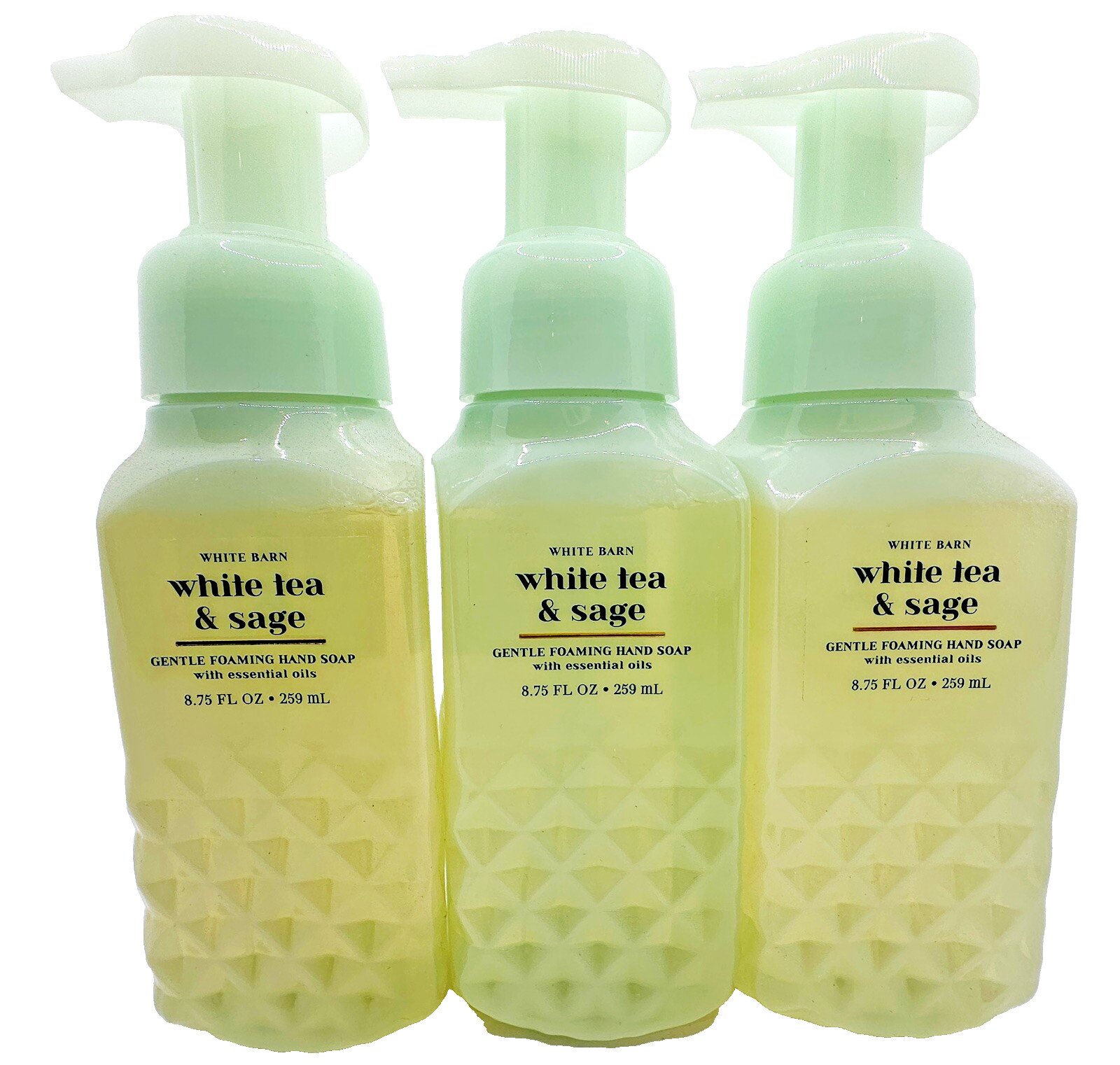 Bath & Body Works White Tea & Sage Gentle Foaming Hand Soap 8.75 Oz x3