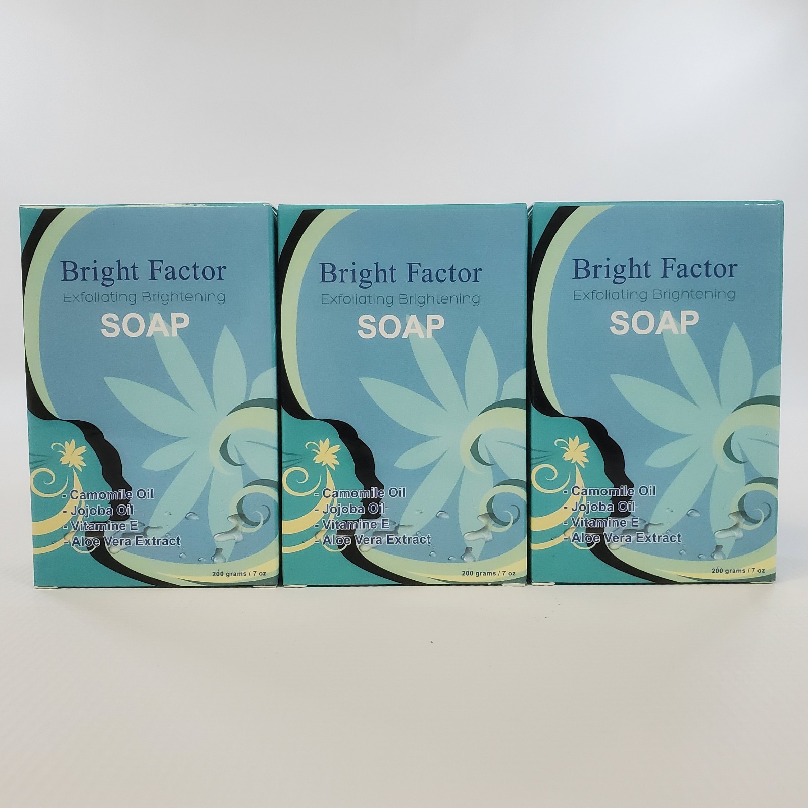 Bright Factor Savon Exfoliating Soap – Pack of 3 x 7oz (200g) – Jojoba Oil Aloe